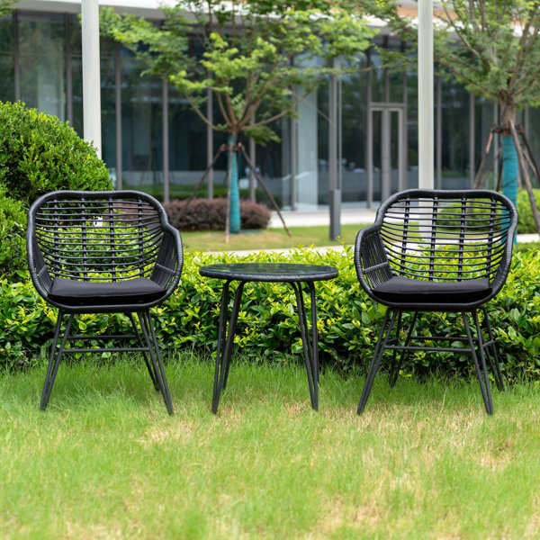 Corrigan Studio® Wicker/rattan 2 Person Seating Group With Cushions